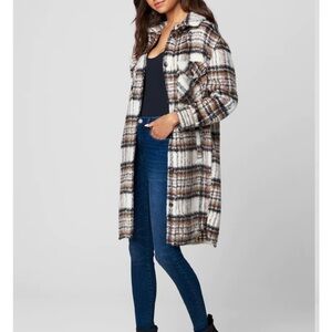 BlankNYC I Feel You Mid-Length Plaid Shirt Jacket (Shacket)